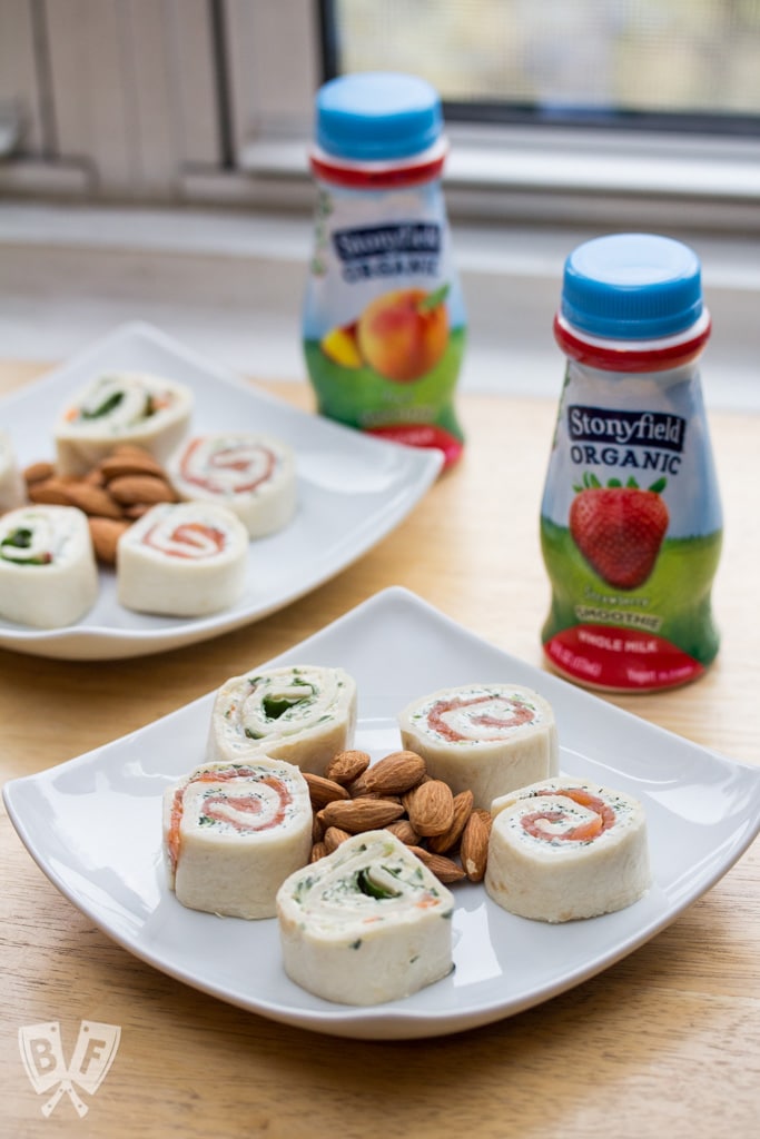 This 5 ingredient party food recipe is simple and delicious - perfect for game day! Plus a review of Stonyfield's new Whole Milk Smoothies.