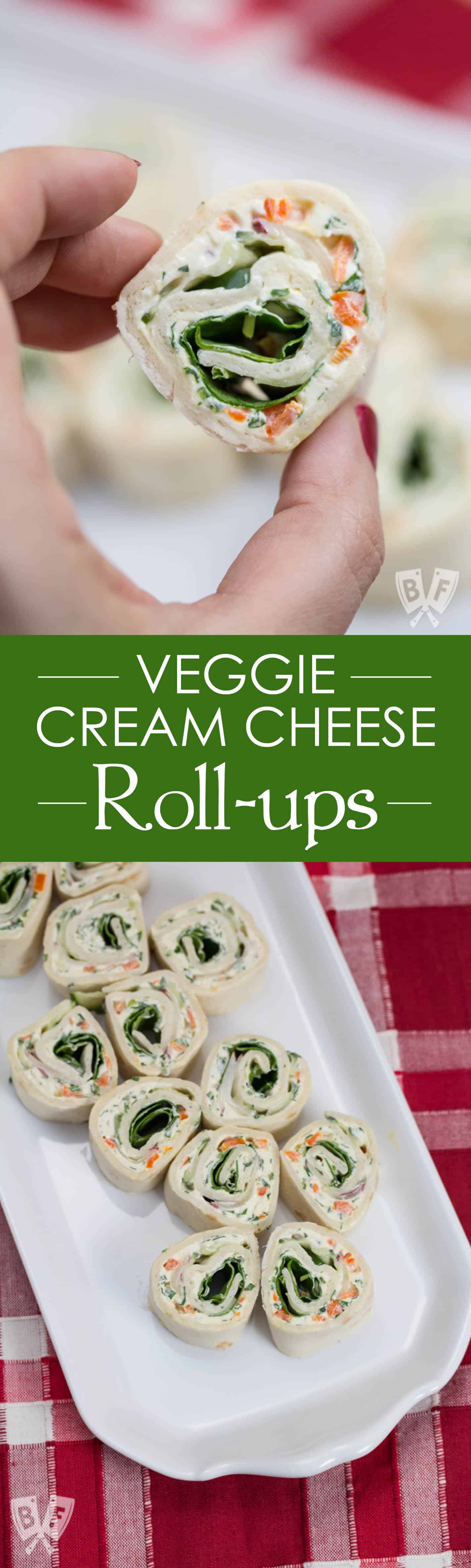 Veggie Cream Cheese Roll-ups: Eat the rainbow with these colorful, veggie-packed bites! Serve 'em up as a dinner party appetizer, or let them brighten up your lunch box.