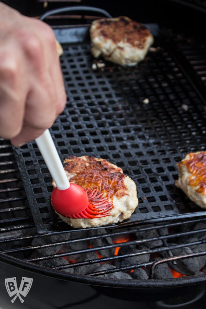 Bar-B-Q Turkey Burgers with Grilled Pineapple Guacamole: Grilled pineapple-studded guacamole is piled on top of these turkey burgers that have been brushed with a sweet-and-spicy bar-b-q sauce. #ad