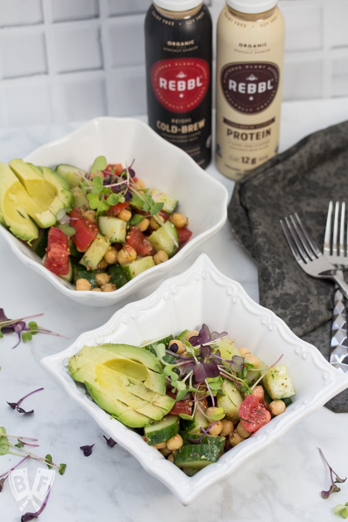 Quick Chickpea Salad with Lemon-Dill Vinaigrette: This quick, hearty make-ahead salad is perfect for lunch on-the-go or as a fresh, flavorful last minute addition to any meal. #REBBLTribe #ad