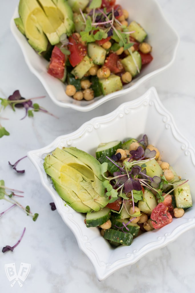 Quick Chickpea Salad with Lemon-Dill Vinaigrette: This quick, hearty make-ahead salad is perfect for lunch on-the-go or as a fresh, flavorful last minute addition to any meal. #REBBLTribe #ad