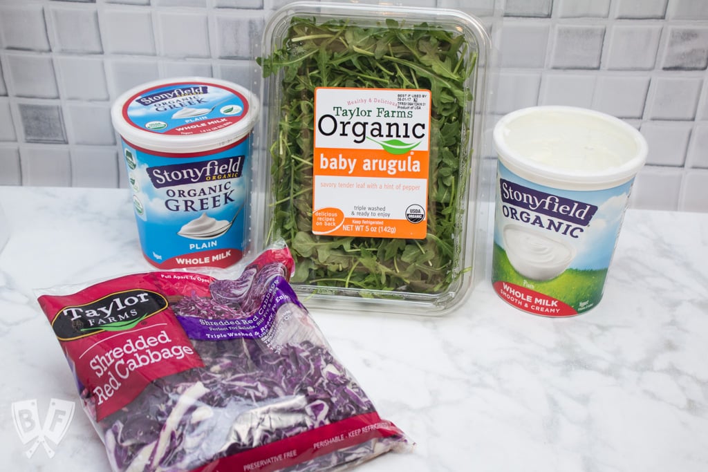 Taco Salad with Homemade Chipotle Ranch Dressing (#ad) is a healthier spin on Taco Tuesday that still packs lots of Mexican flavor. The homemade taco seasoning and chipotle ranch come together in a snap! #StonyfieldBlogger