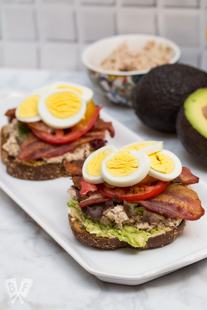 TABLET Sandwich: A classic BLT, tuna salad, and avocado toast join forces in this epic sandwich mashup! An easy, delicious lunchtime classic that's sure to be a hit! #BaconMonth