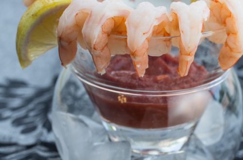 Killer Shrimp Cocktail: A flavorful shrimp boil and homemade cocktail sauce bring this Beetlejuice-inspired appetizer to life! Perfect for dinner parties and Halloween festivities!