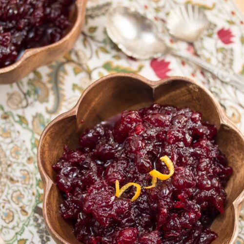 This Bourbon-Orange Cranberry Sauce is a boozy side dish that can be prepared several days in advance and is the perfect accompaniment to any holiday meal! It's always on my Thanksgiving menu!
