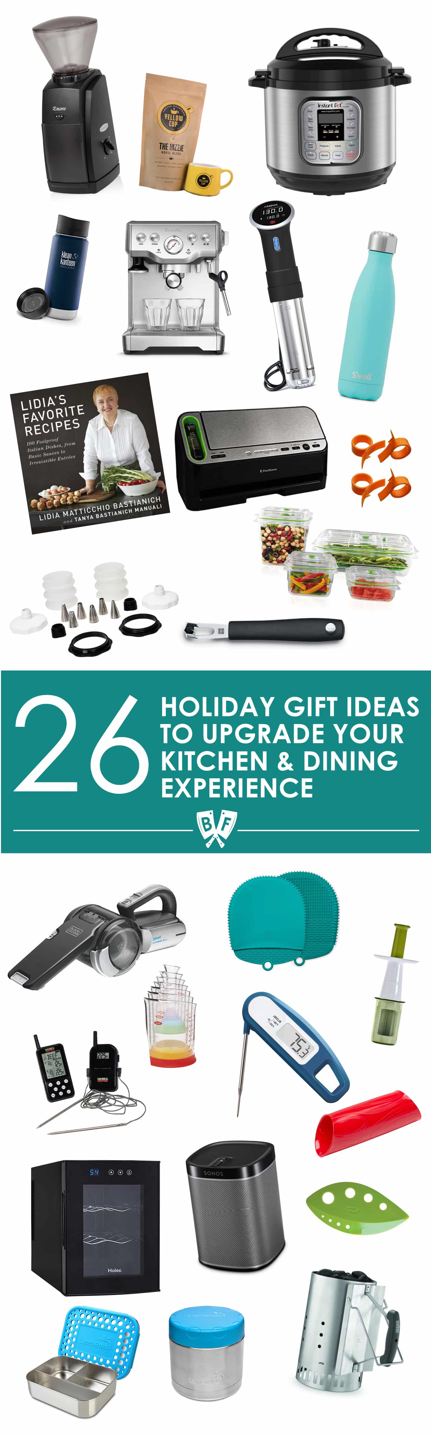 Holiday Gift Ideas to Upgrade Your Kitchen & Dining Experience: A list of holiday gift ideas + stocking stuffers for people who enjoy spending time cooking & entertaining. These 26 items will seriously rock your world!