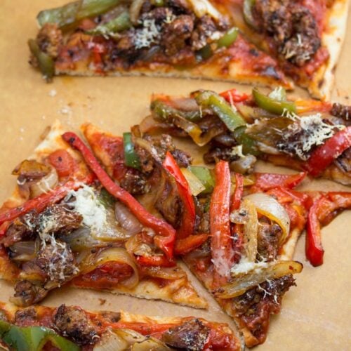 Spicy Italian Sausage and Peppers Pizza - Because what’s better than classic Italian comfort food in pizza form?