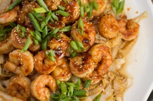 This Spicy Shrimp + Napa Cabbage Stir-Fry is a quick and delicious Chinese-inspired seafood meal. You won’t even miss the rice!