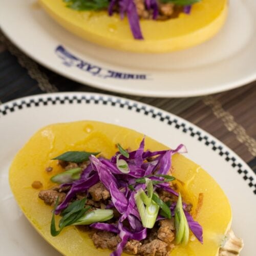 Sweet & Spicy Asian Pork-Stuffed Spaghetti Squash
