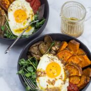 Roasted Veggie Bowls with Lemon-Flaxseed Vinaigrette