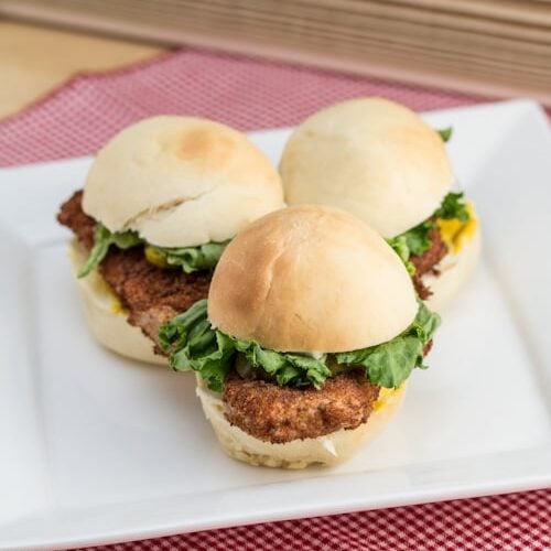 3 Pork Tenderloin Sliders on a plate.