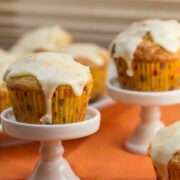 Side view of mimosa muffins.