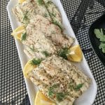 Platter of Bavarian Grilled Sand Shark with Lemon + Dill.