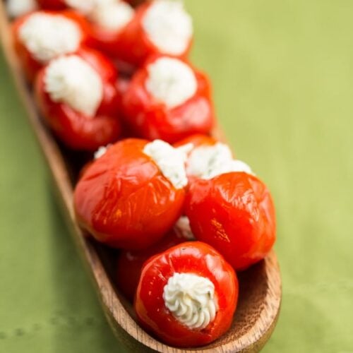 Platter or Garlicky Goat Cheese + Herb Stuffed Peppadews.