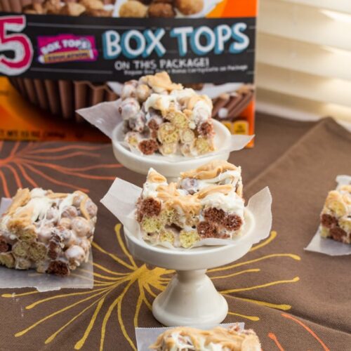 Cereal treats sliced into squares.