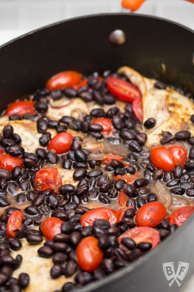 Latin Chicken Skillet with Black Beans + Tomatoes