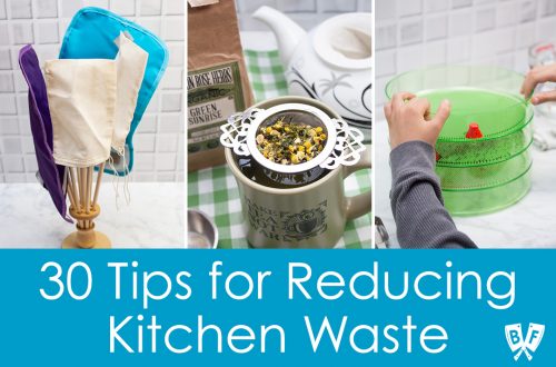 Assortment of reusable products for reducing kitchen waste.