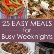 Collage of examples of easy weeknight meals.