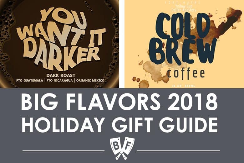 Collage of coffee gifts for a holiday gift guide.