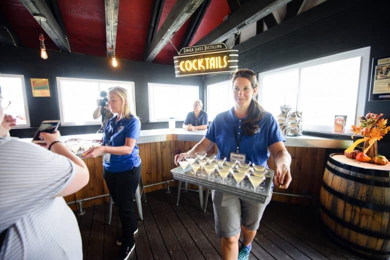 Cocktails being served at Finger Lakes Distillery in New York.