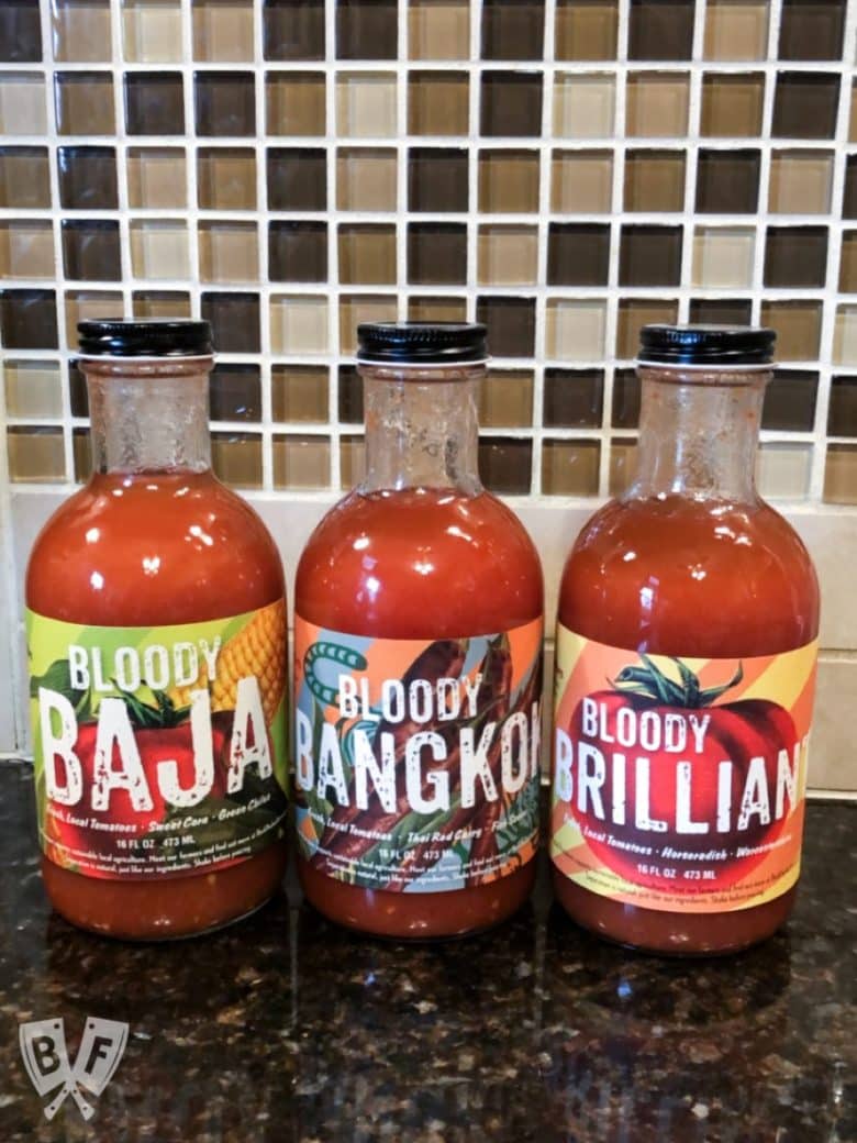 3 bottles of bloody mary mixes from Backpocket Provisions.