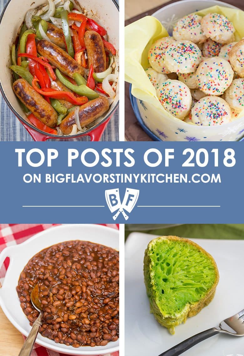 Collage of food images for Big Flavors Top Posts of 2018