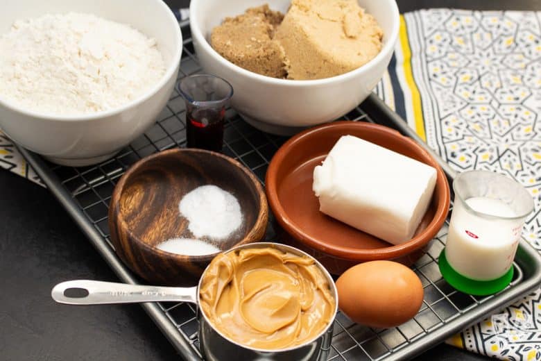 Ingredients for baking peanut butter cookies