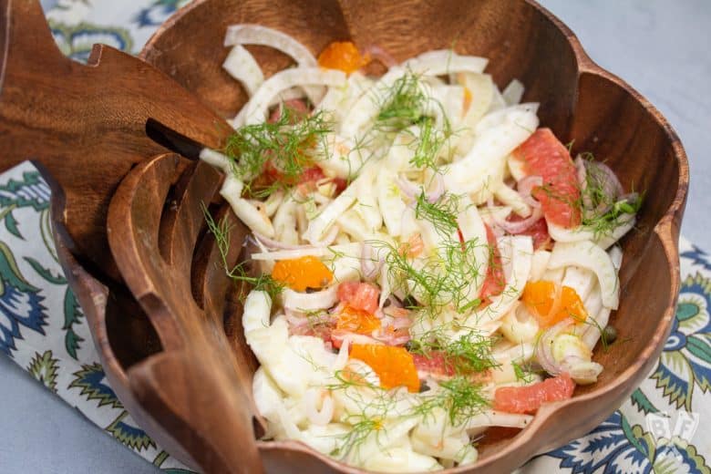 Bowl of fennel and citrus salad.