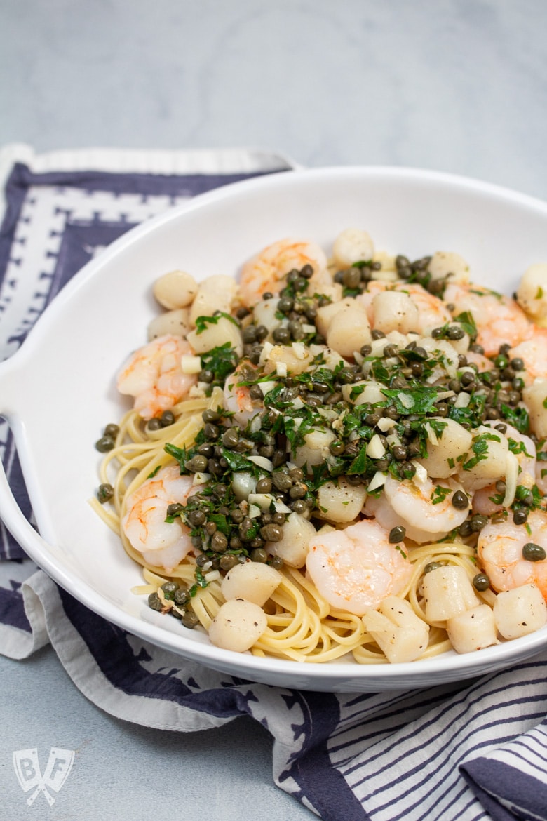 Shrimp + Scallop Linguine with Lemon Caper Butter