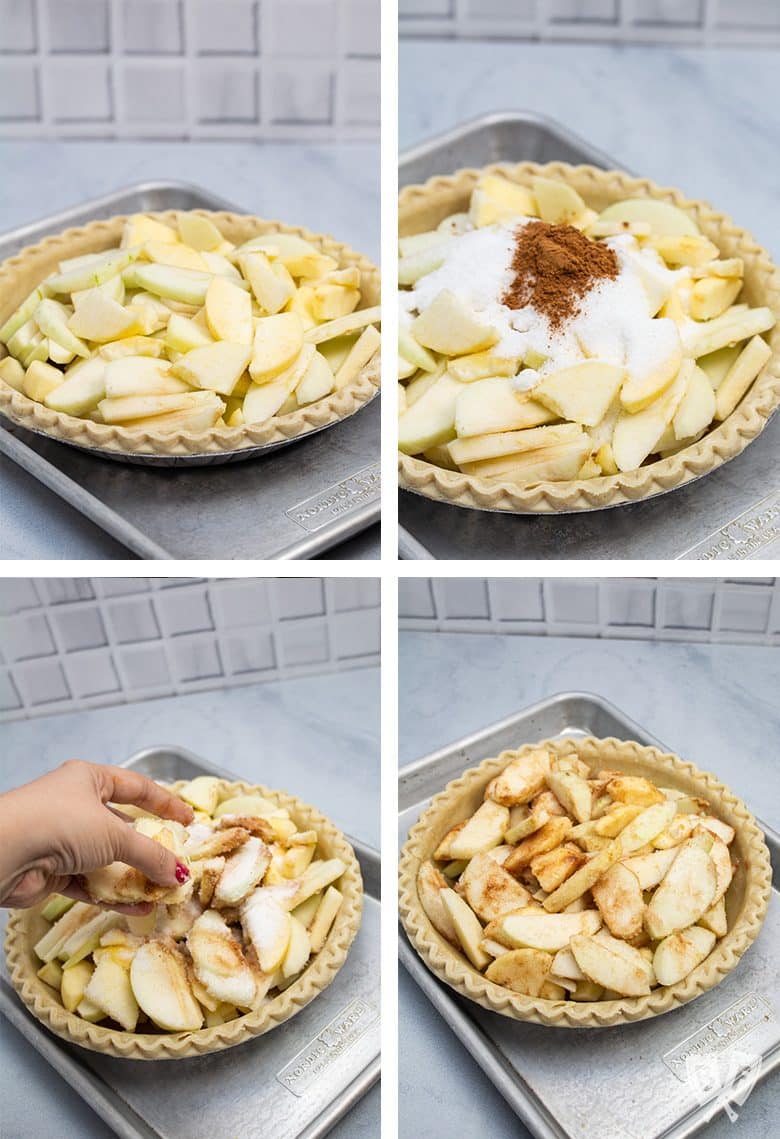 4 steps for mixing the filling for Dutch apple pie