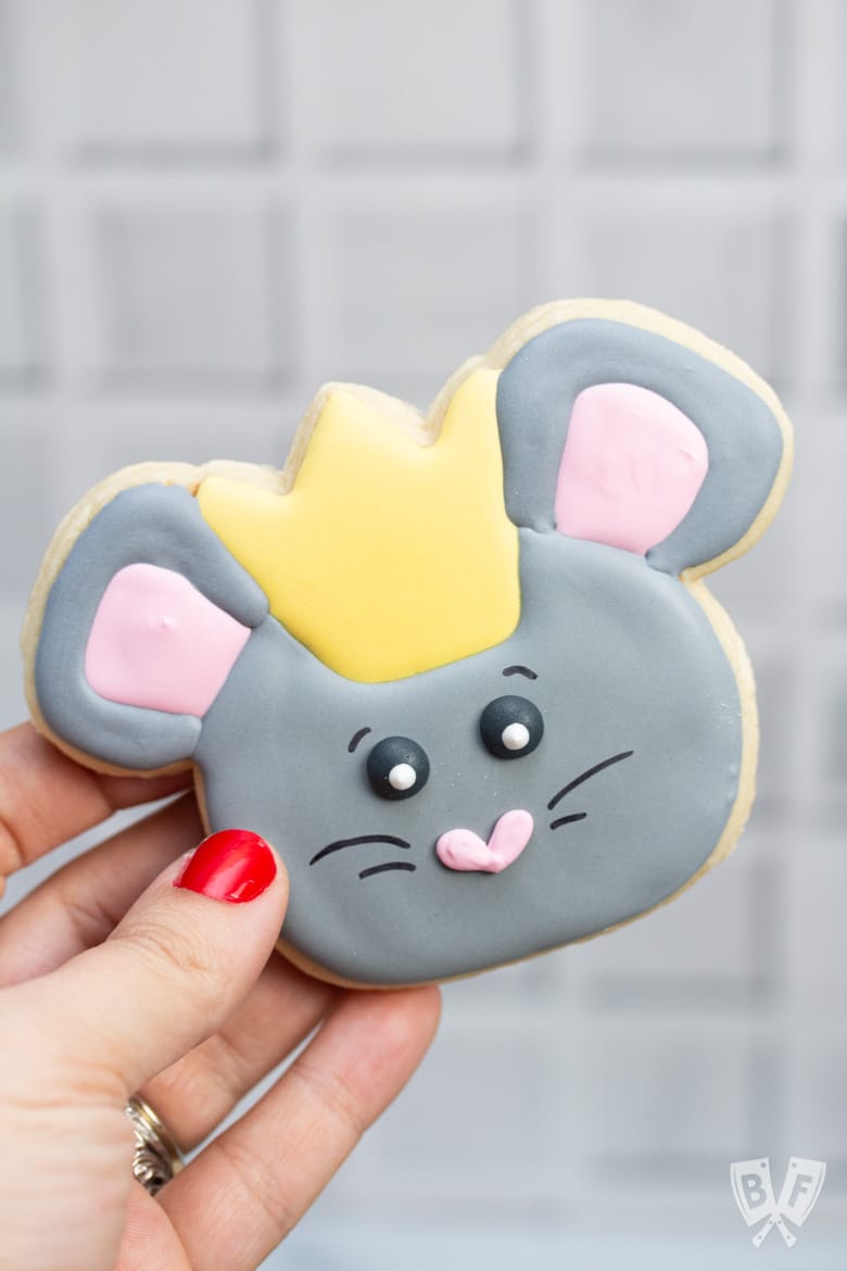 Handmade, decorated mouse cookie