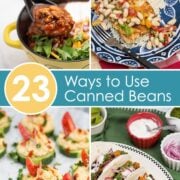 Photos of various recipes using canned beans