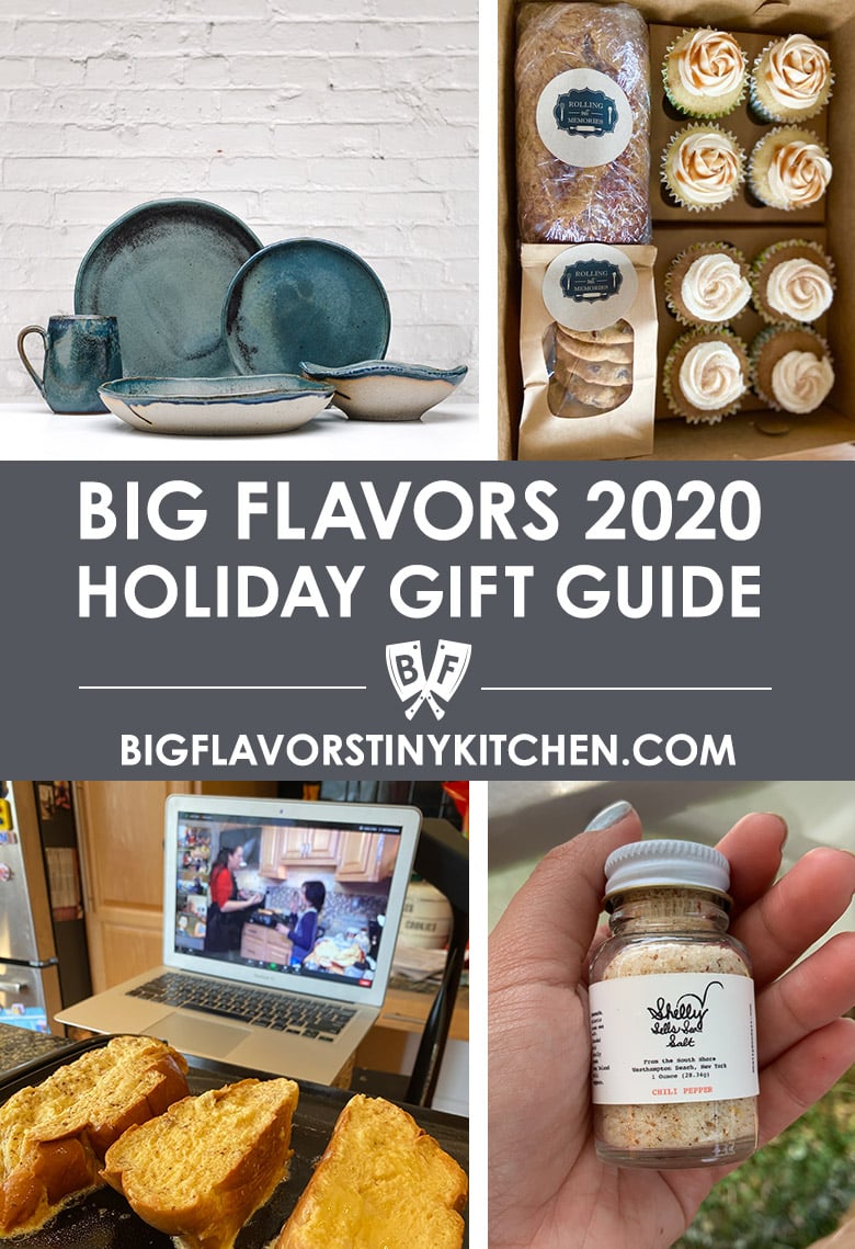 Collage of small business gifts for the Big Flavors 2020 holiday gift guide.