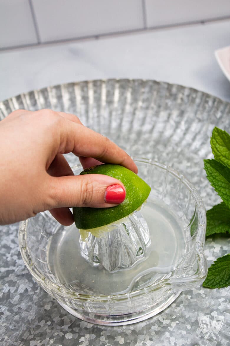 Juicing a fresh lime.