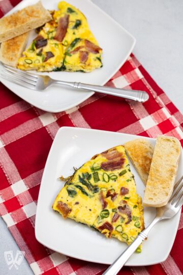 Spinach, Bacon, Green Onion, and Cheddar Frittata