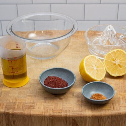 Ingredients for sumac vinaigrette.