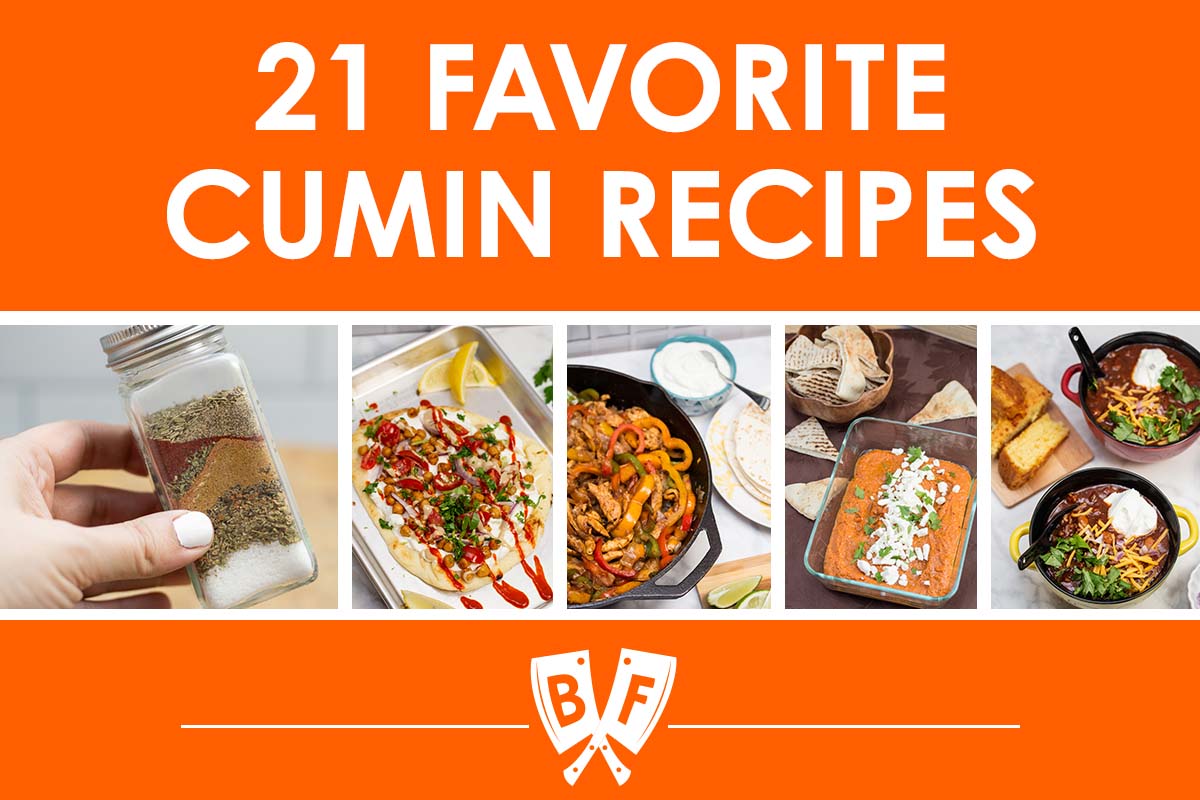 Collage of recipe images with text that says 21 Favorite Cumin Recipes.