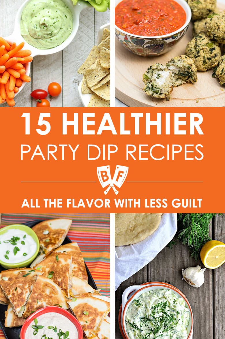 Dips are one of the best parts of any party spread. This list of 15 healthier party dip recipes will bring all the flavor to your appetizer table without most of the guilt!