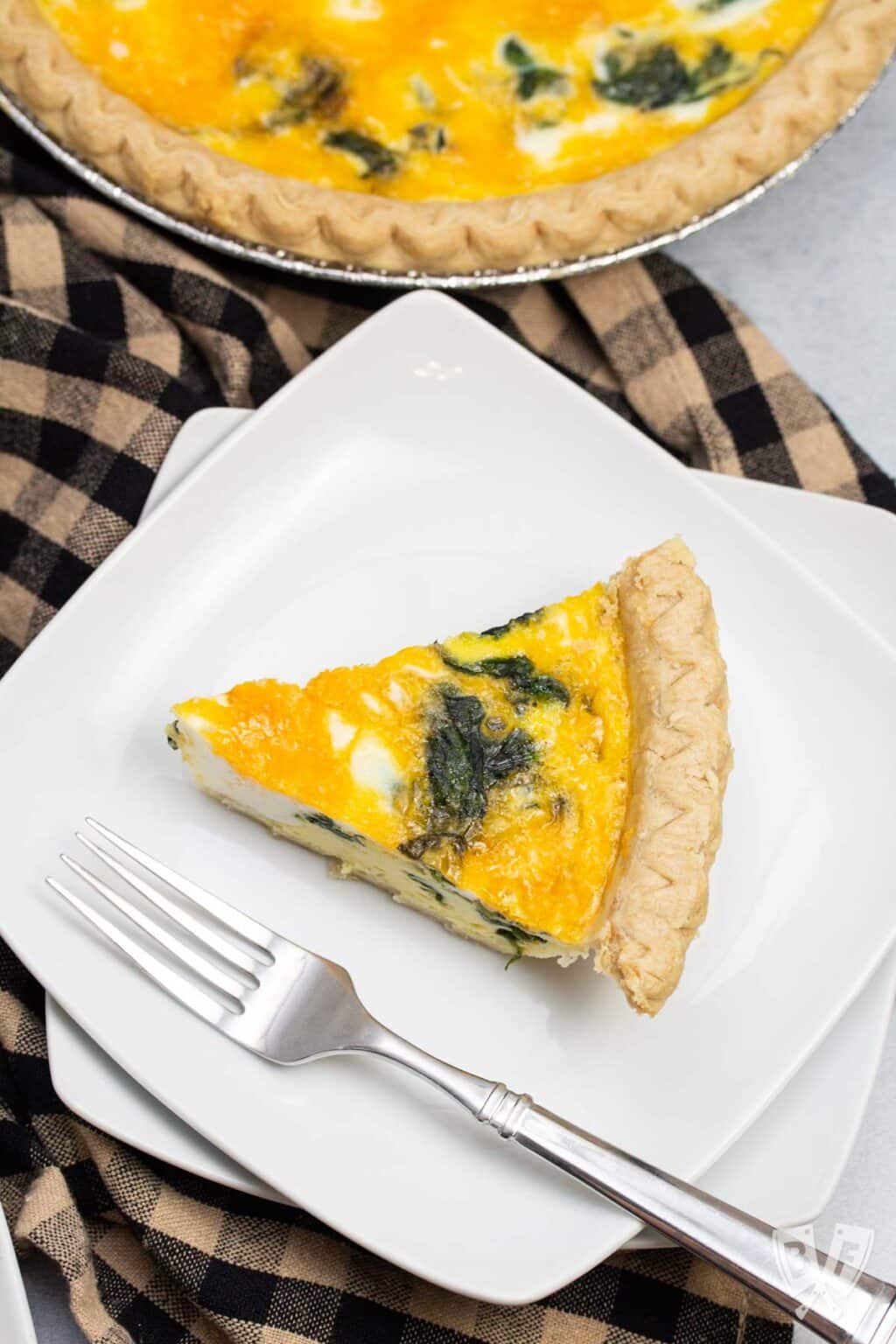 Baby Spinach and Cheddar Quiche Made with Fresh Spinach