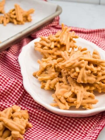 Platter of no-bake butterscotch haystacks.