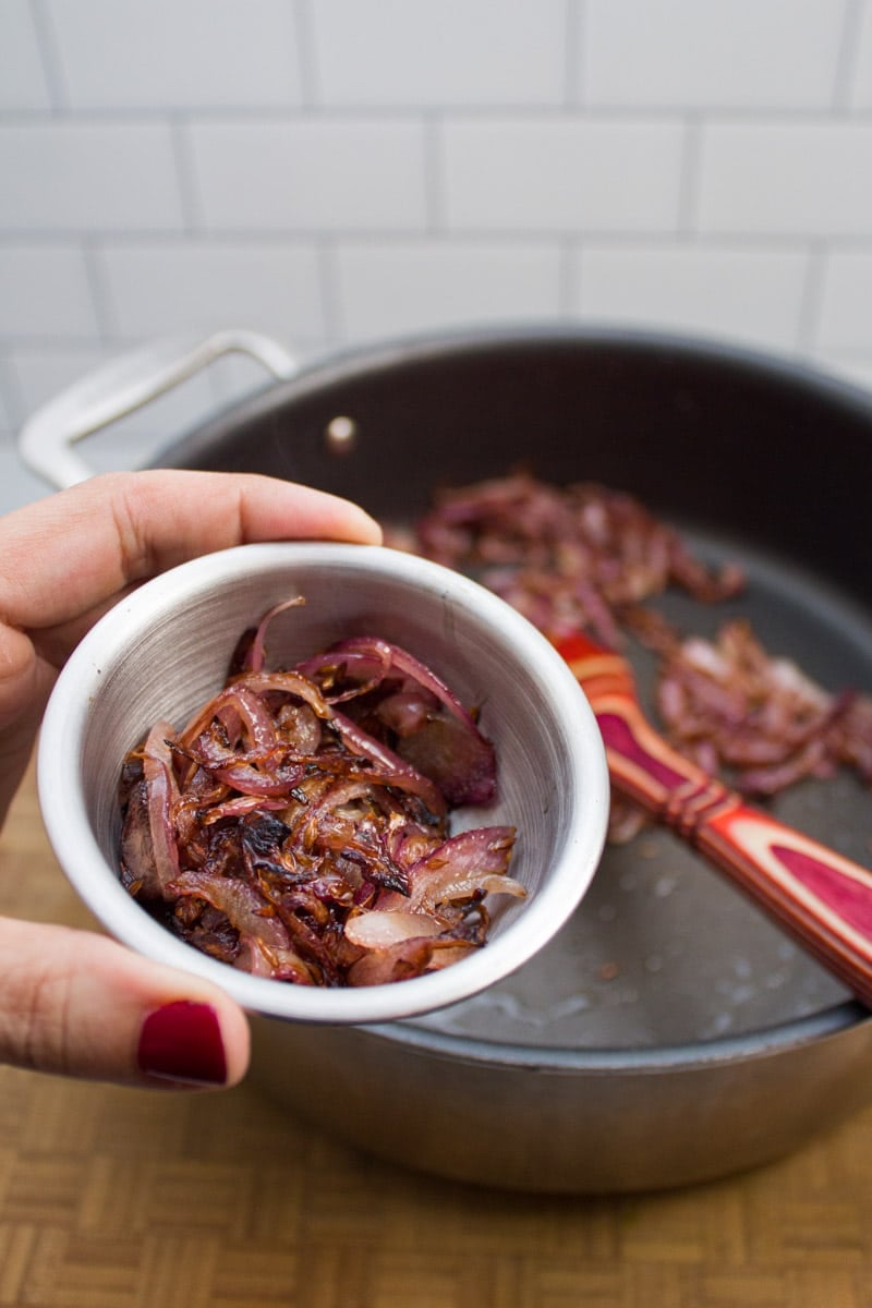 Caramelized onions in a bowl.