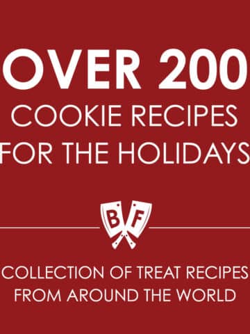 Text reads, "Over 200 cookie recipes for the holidays - collection of treat recipes from around the world".