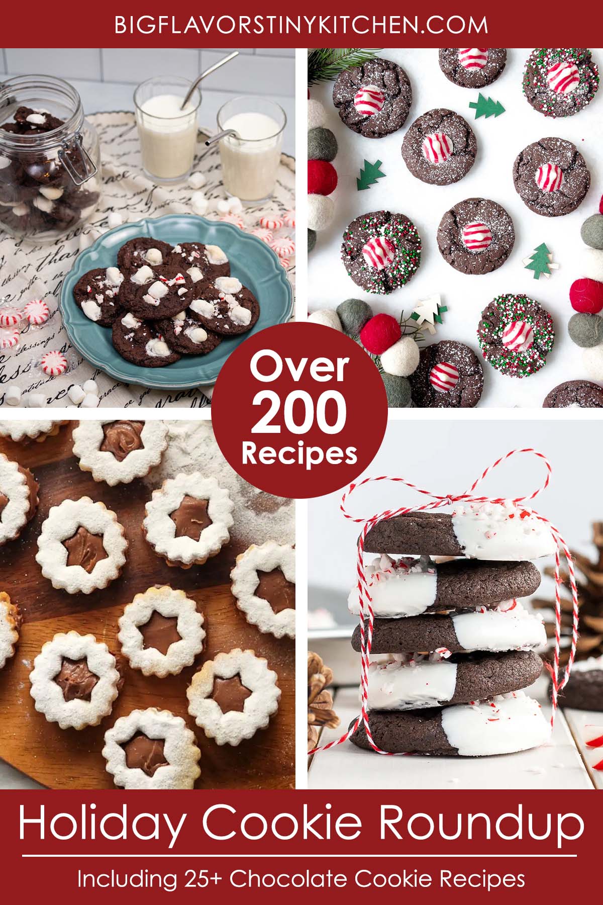 Collage of cookie images with text that reads, "Over 200 cookie recipes for the holidays".
