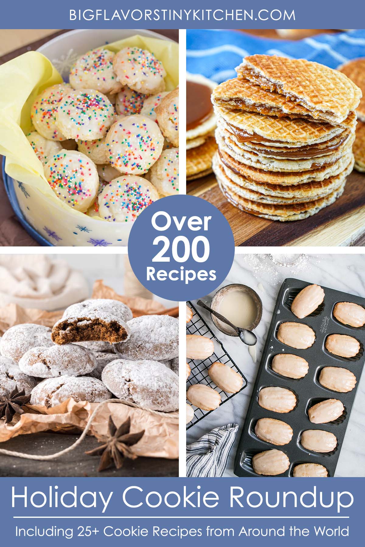 Collage of cookie images with text that reads, "Over 200 cookie recipes for the holidays".