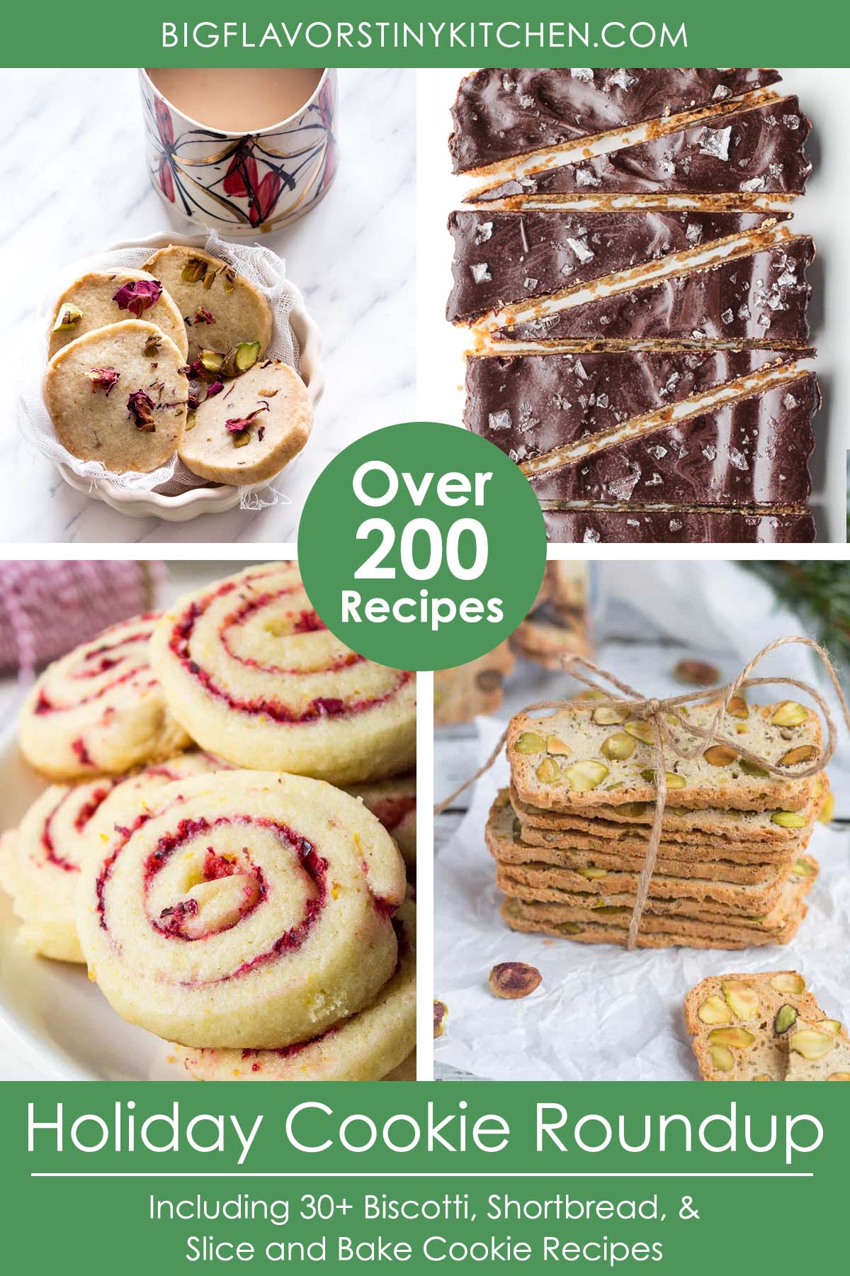 Collage of cookie images with text that reads, "Over 200 cookie recipes for the holidays".