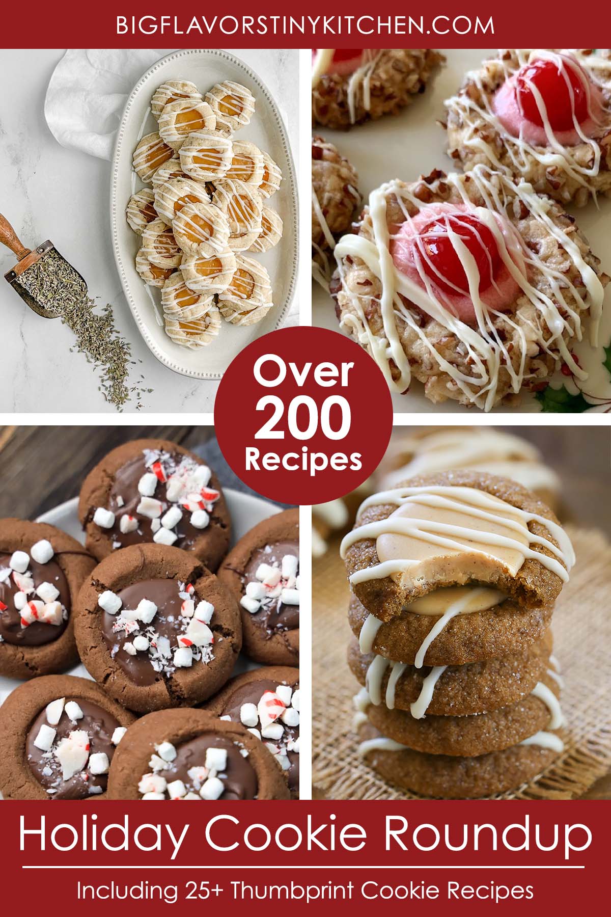 Collage of cookie images with text that reads, "Over 200 cookie recipes for the holidays".