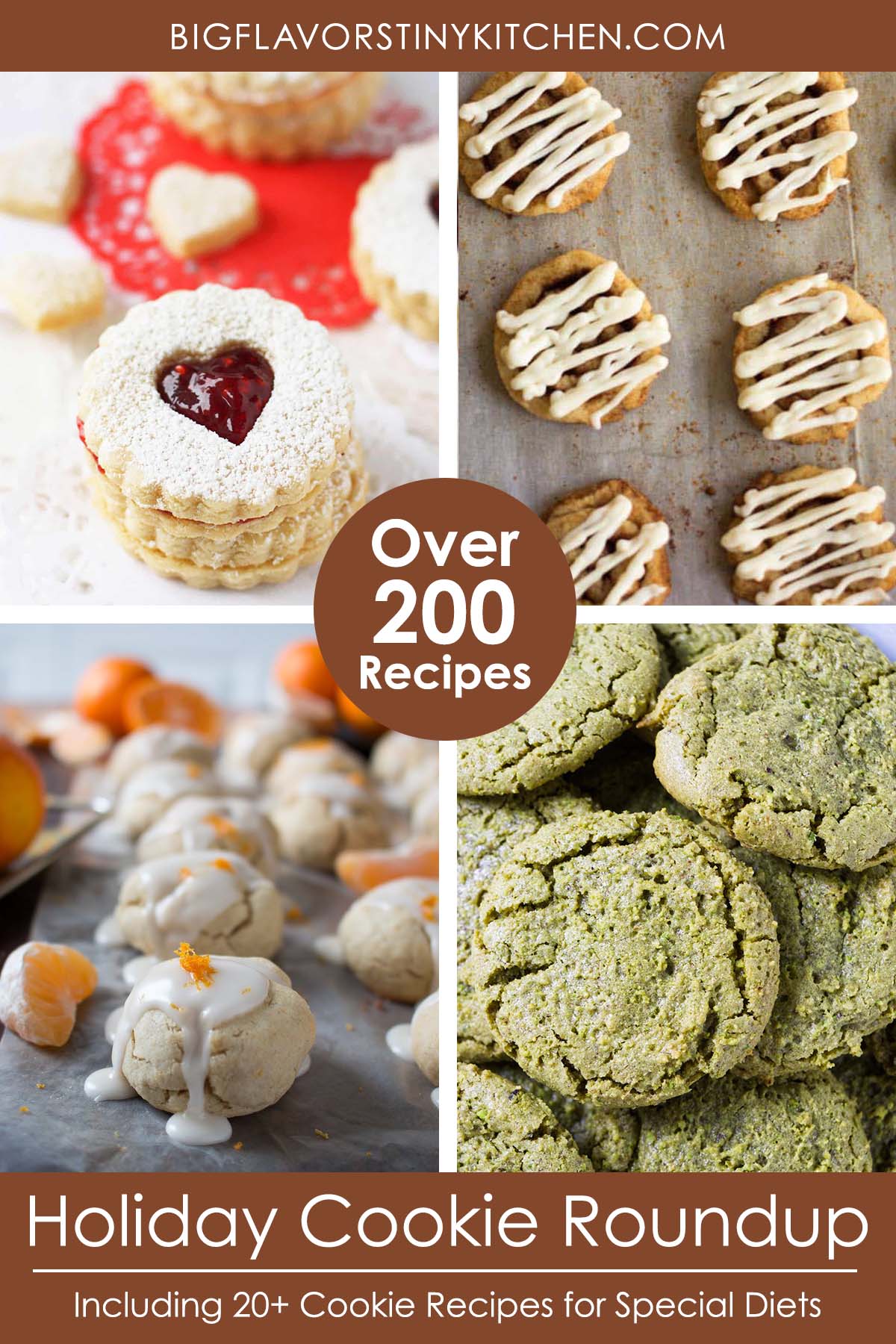 Collage of cookie images with text that reads, "Over 200 cookie recipes for the holidays".