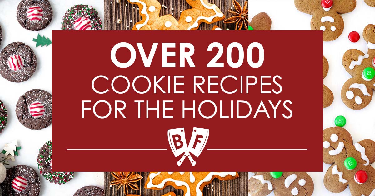 Collage of cookie images with text that reads, "Over 200 cookie recipes for the holidays".