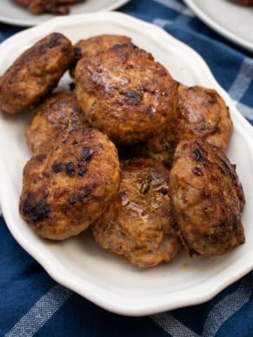 Plate of homemade breakfast sausage patties.
