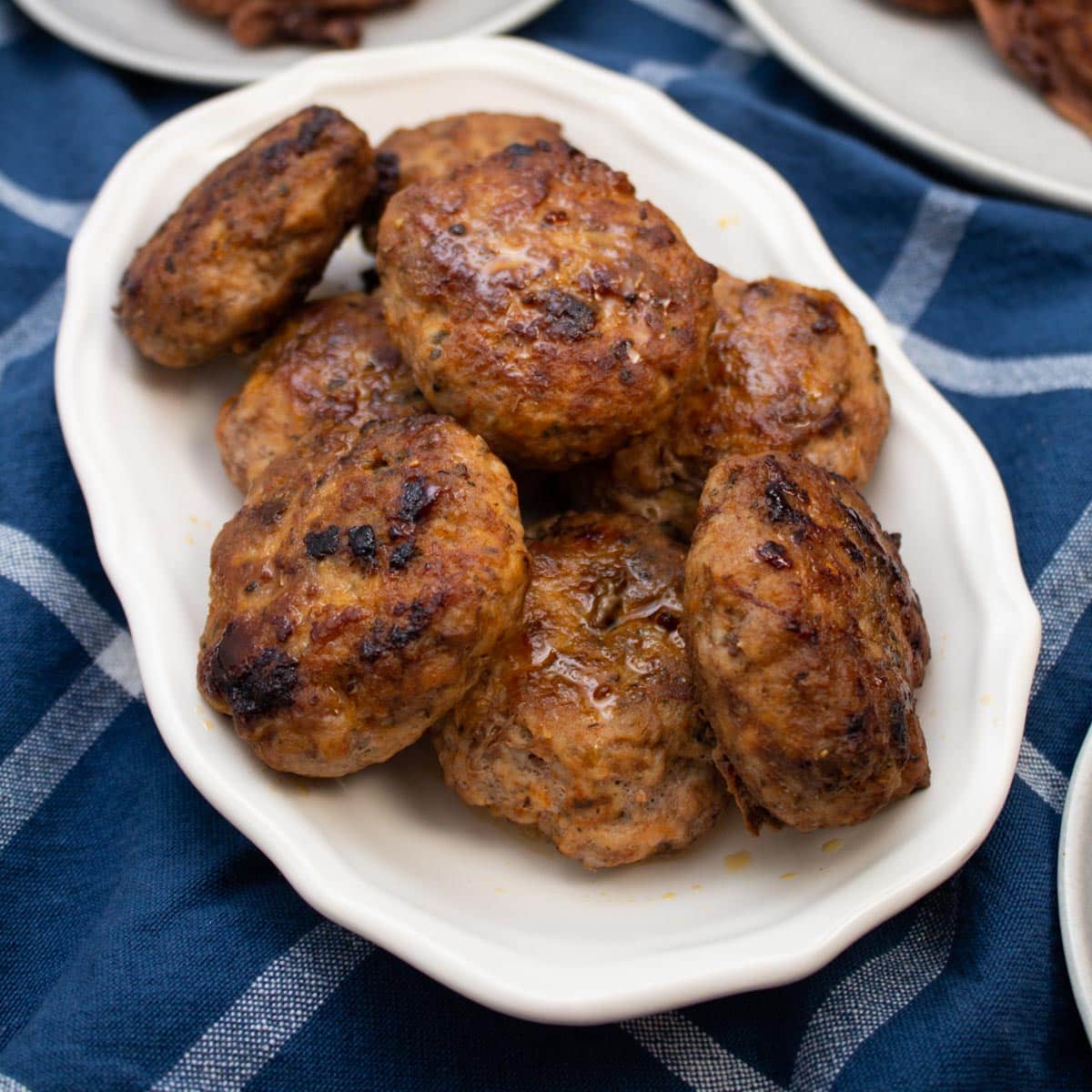 Plate of homemade breakfast sausage patties.